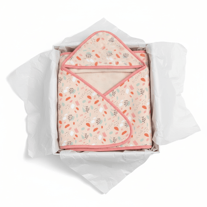Organic Cotton Hooded Bath Towel - Coral Pink Art - Blankee Baby