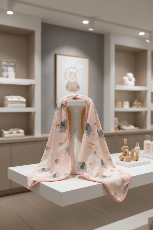 Organic Cotton Hooded Bath Towel - Pink Elephant - Blankee Baby