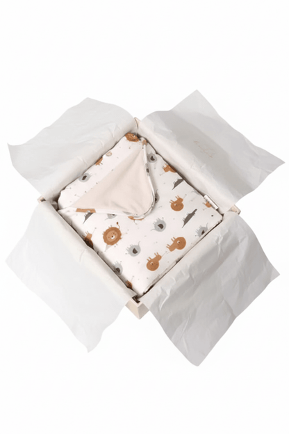 Organic Cotton Hooded Bath Towel - Safari Animals - Blankee Baby