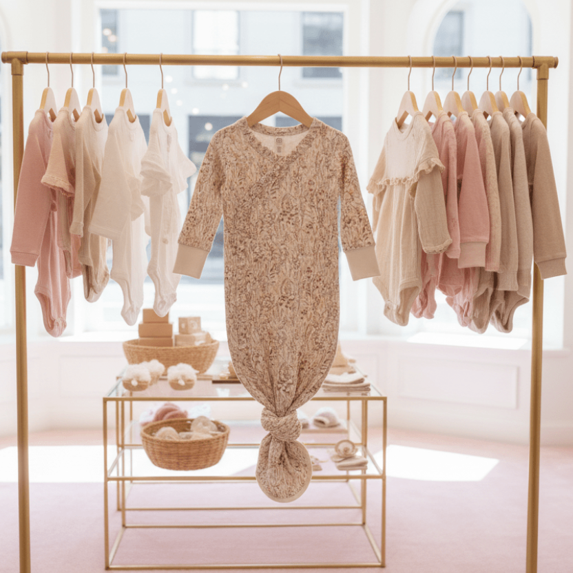 Organic Cotton Indy Kimono Gown - Mauve | Blankee Baby