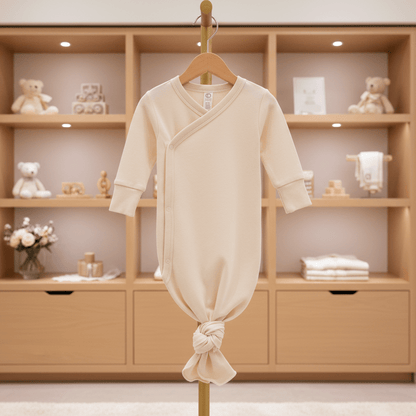 Organic Cotton Infant Kimono Gown - Natural White | Colored Organics | Sleepwear