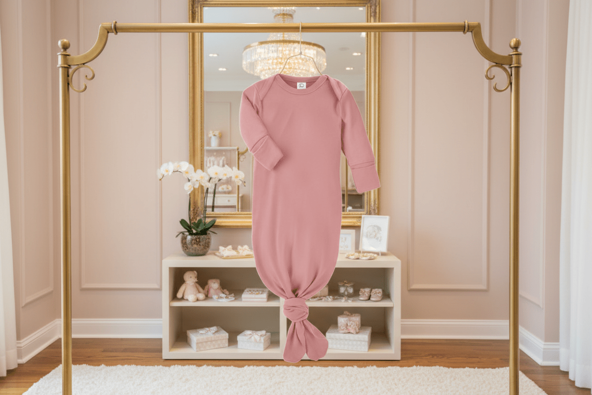 Organic Cotton Kimono Infant Gown - Rose Pink | Blankee Baby