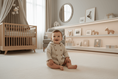 Organic Cotton Knit Baby Cardigan Jacket - Oatmeal Heather | Viverano Organics | Sweaters