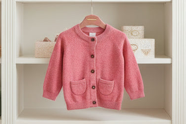 Organic Cotton Knit Cardigan - Rose Pink