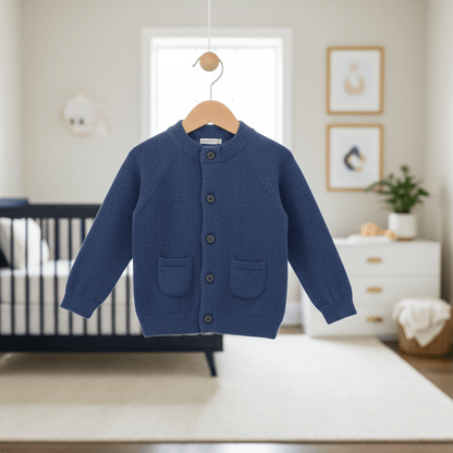 Organic Cotton Knit Cardigan - Indigo Blue - Blankee Baby