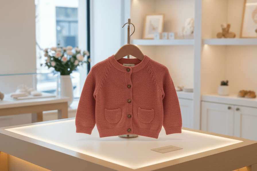 Organic Cotton Knit Cardigan - Rose Pink - Blankee Baby