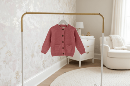 Organic Cotton Knit Cardigan - Rose Pink | Viverano Organics | Sweaters