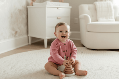 Organic Cotton Knit Cardigan - Rose Pink | Viverano Organics | Sweaters