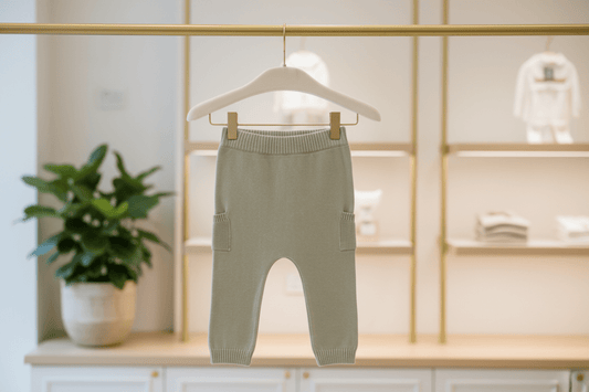 Organic Cotton Knit Pant - Stone - Blankee Baby