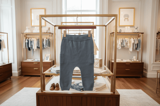 Organic Cotton Knit Pant - Teal Blue - Blankee Baby