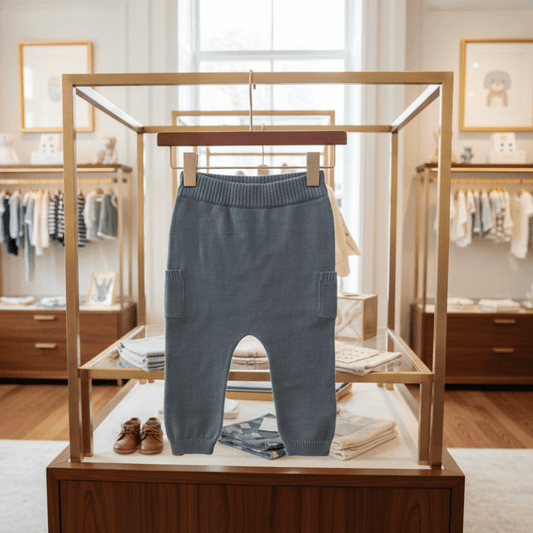 Organic Cotton Knit Pant - Teal Blue | Blankee Baby