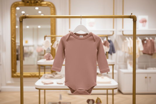 Organic Cotton Long Sleeve Bodysuit - Blush Pink | Blankee Baby