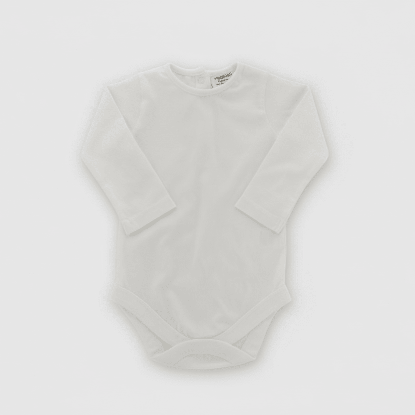 Organic Cotton Long Sleeve Bodysuit - White - Blankee Baby