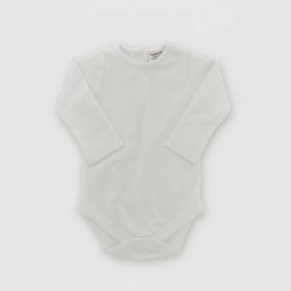 Organic Cotton Long Sleeve Bodysuit - White - Blankee Baby