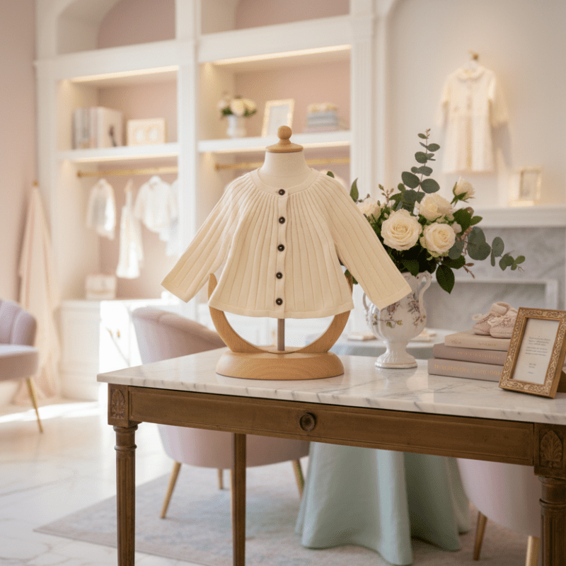 Organic Cotton Milan Rib Knit Cardigan - Cream - Blankee Baby