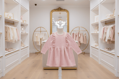 Organic Cotton Milan Ruffle Knit Dress - Blush Pink - Blankee Baby