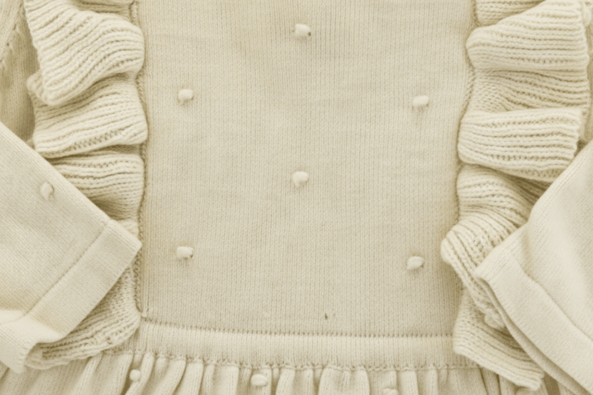Organic Cotton Milan Ruffle Knit Dress - Cream | Viverano Organics | Dresses