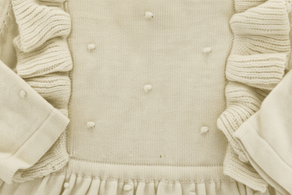 Organic Cotton Milan Ruffle Knit Dress - Cream | Viverano Organics | Dresses