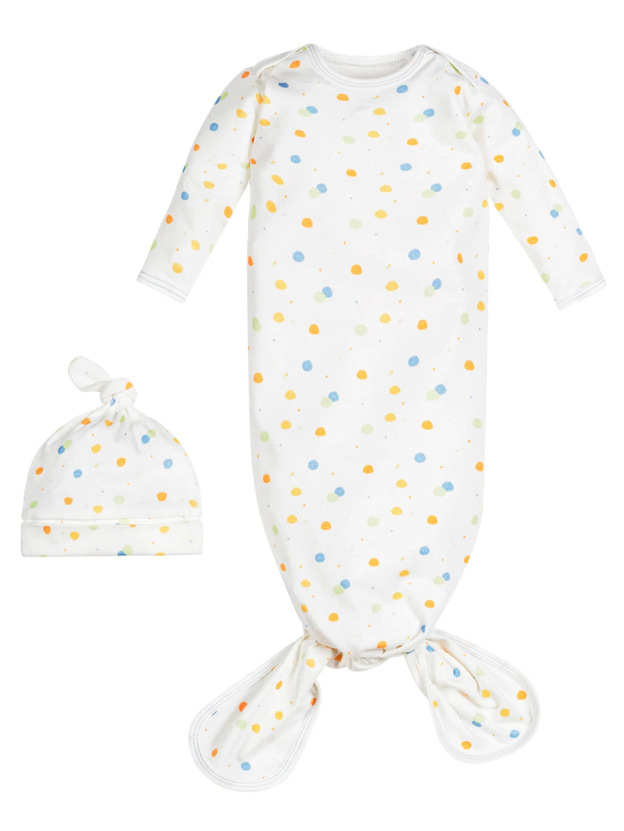 Organic Cotton Newborn Gown & Beanie Set - White | Under The Nile | Sleepwear