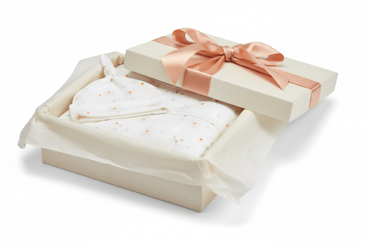 Organic Cotton Newborn Gown & Beanie Set - Shadow Floral | Under The Nile | Sleepwear