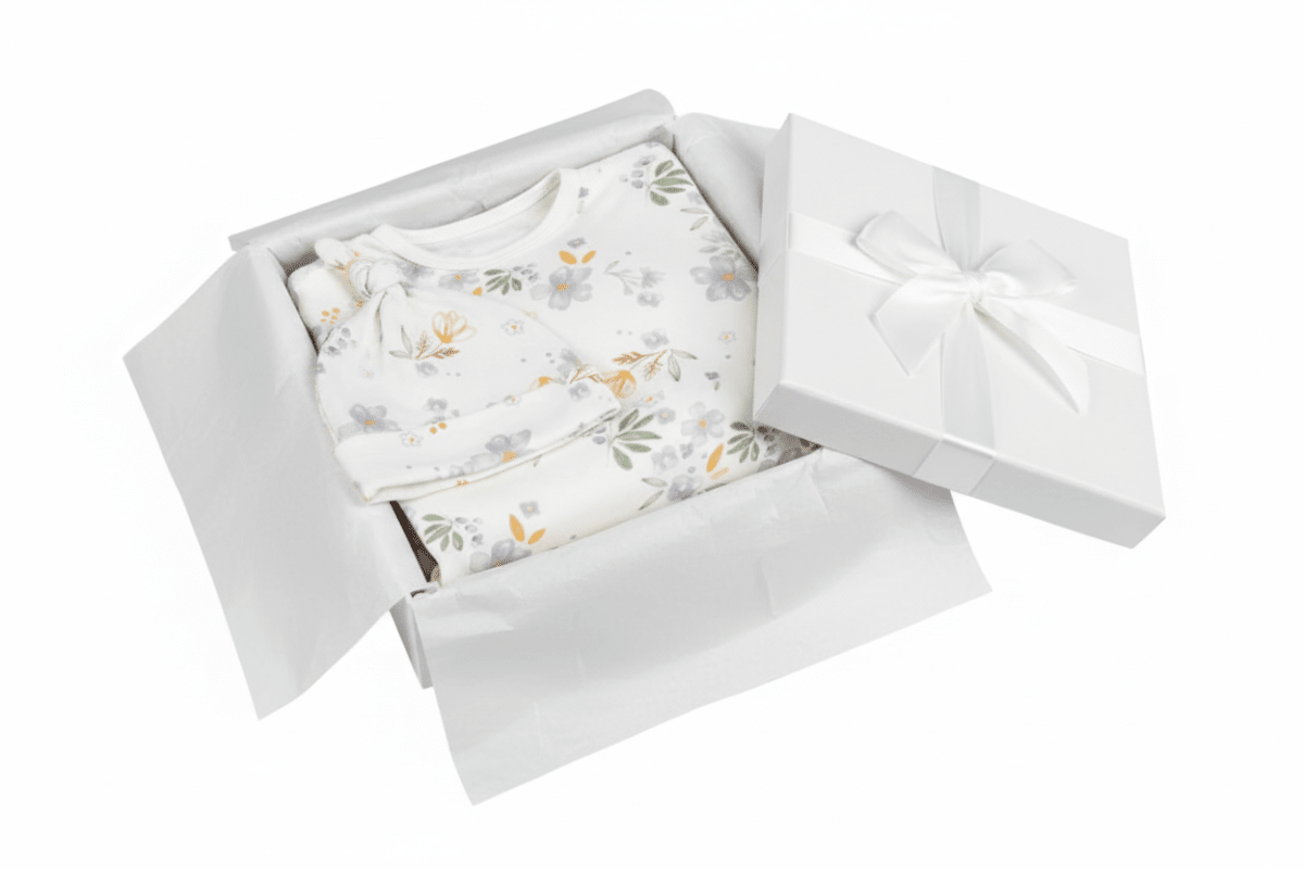 Organic Cotton Newborn Gown & Beanie Set - Yellow Daisy | Under The Nile | Sleepwear