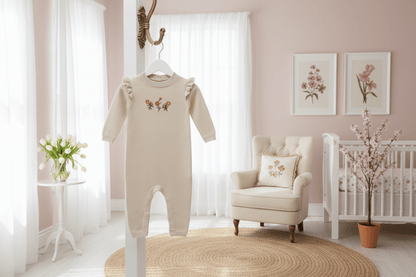 Organic Cotton One-Piece Floral Romper - Stone | Blankee Baby