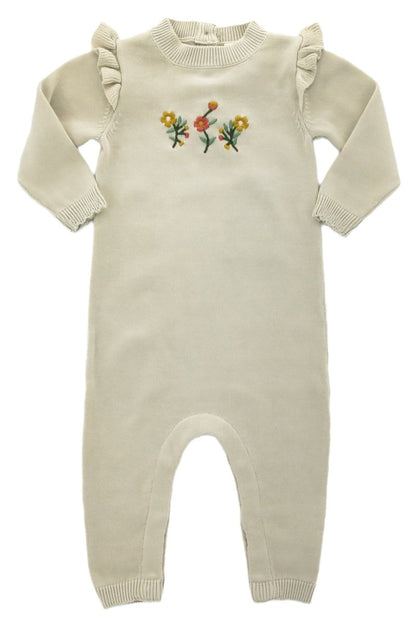 Organic Cotton One-Piece Floral Romper - Stone | Blankee Baby