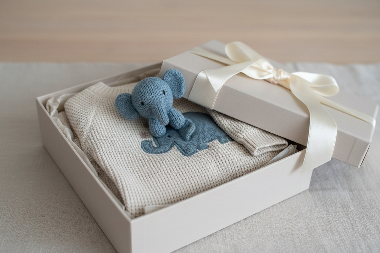 Organic Cotton One-Piece Elephant Romper - Stone