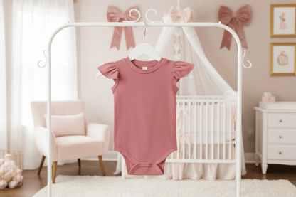 Organic Cotton Petal Sleeve Bodysuit - Berry | Blankee Baby