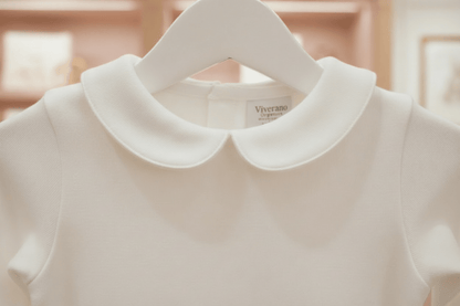 Organic Cotton Peter Pan Long Sleeve Bodysuit - White - Blankee Baby