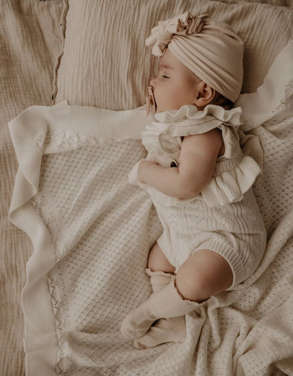 Organic Cotton Receiving Blanket - Cream - Blankee Baby
