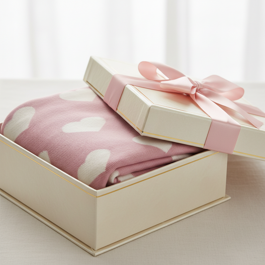 Organic Cotton Receiving Blanket - Pink Hearts