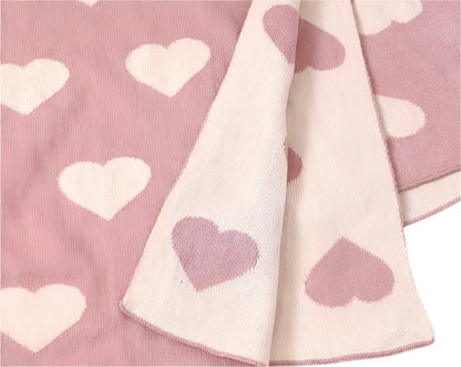 Organic Cotton Receiving Blanket - Pink Hearts - Blankee Baby