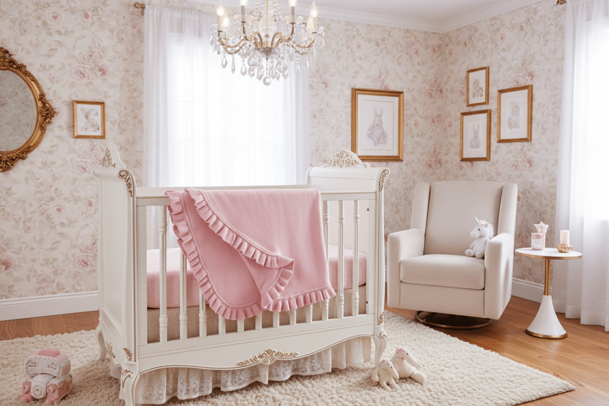 Organic Cotton Milan Ruffle Receiving Blanket - Pink - Blankee Baby