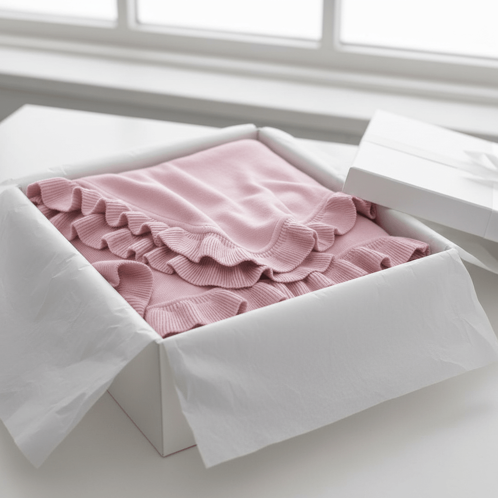 Organic Cotton Milan Ruffle Receiving Blanket - Pink - Blankee Baby