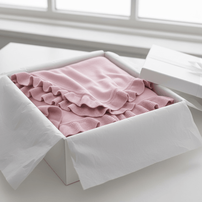 Organic Cotton Milan Ruffle Receiving Blanket - Pink - Blankee Baby