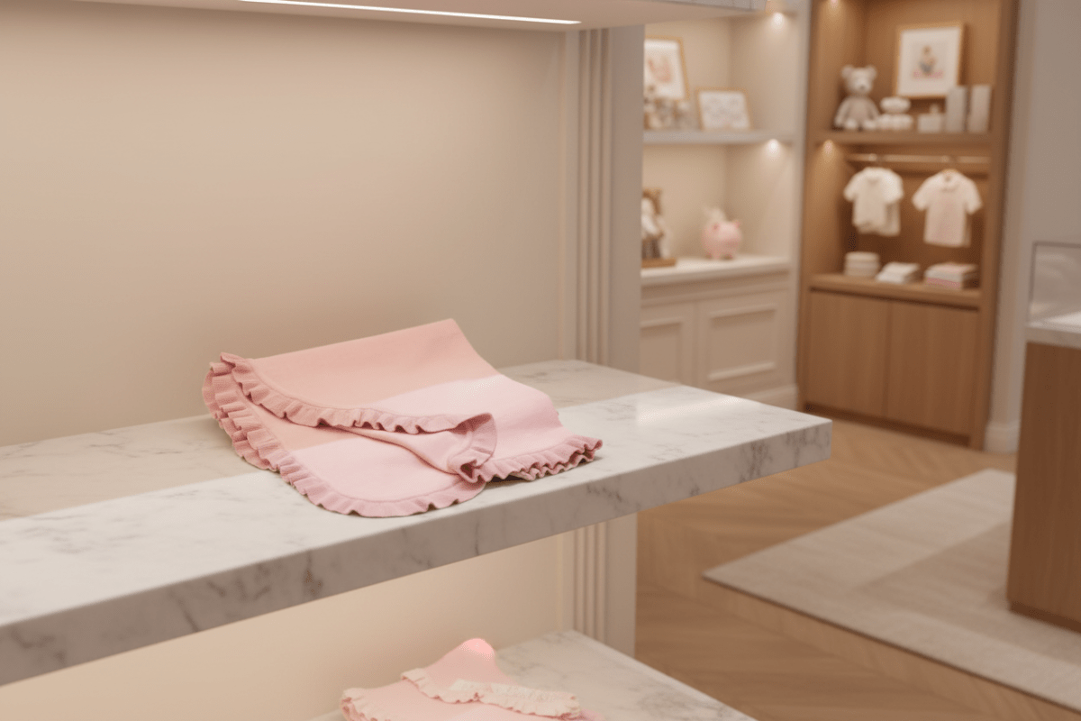 Organic Cotton Milan Ruffle Receiving Blanket - Pink - Blankee Baby