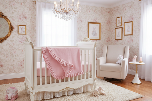 Organic Cotton Receiving Blanket - Pink Ruffle