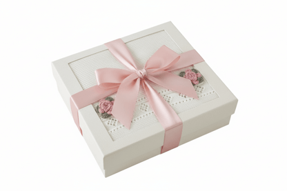 Organic Cotton Receiving Blanket Set - Pointelle | White/Pink Roses | Viverano Organics | Blankets