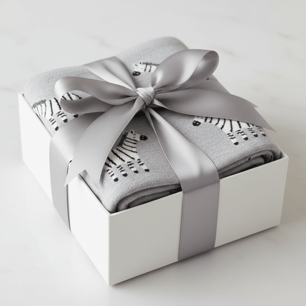 Organic Cotton Receiving Blanket - Zebra | Gray - Blankee Baby