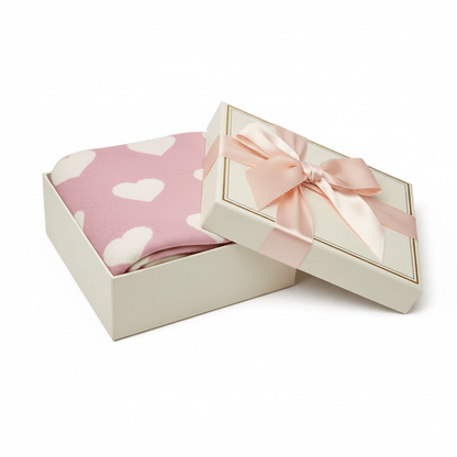 Organic Cotton Reversible Heart Receiving Blanket - Pink | Blankee Baby
