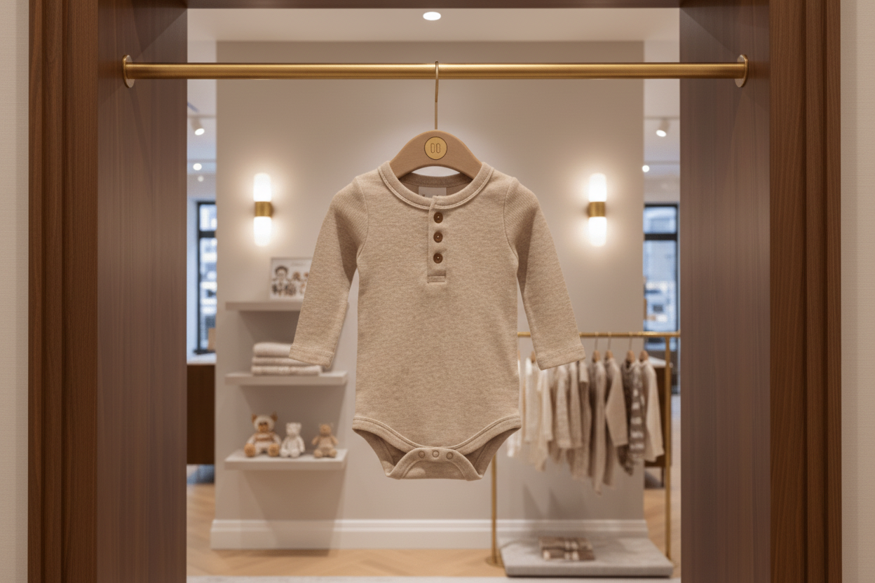 Organic Cotton Ribbed Knit Bodysuit - Oatmeal | Blankee Baby