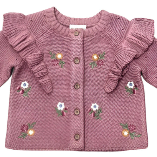 Organic Cotton Ruffle Cardigan - Blankee Baby
