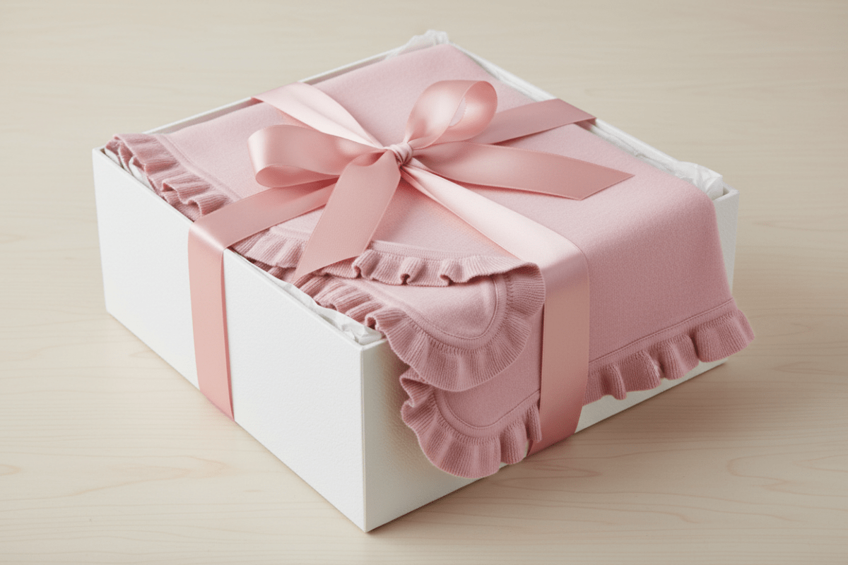 Organic Cotton Ruffle Receiving Blanket - Pink | Blankee Baby