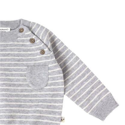 Organic Cotton Striped Pocket Sweater - Blankee Baby