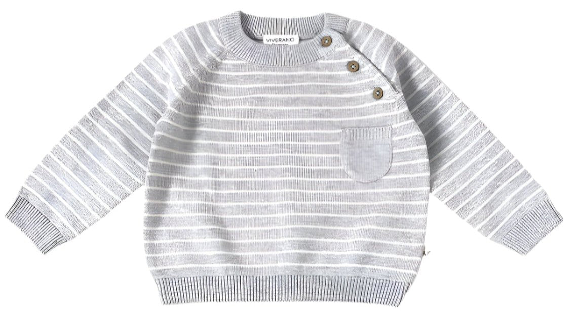 Organic Cotton Striped Pocket Sweater - Blankee Baby