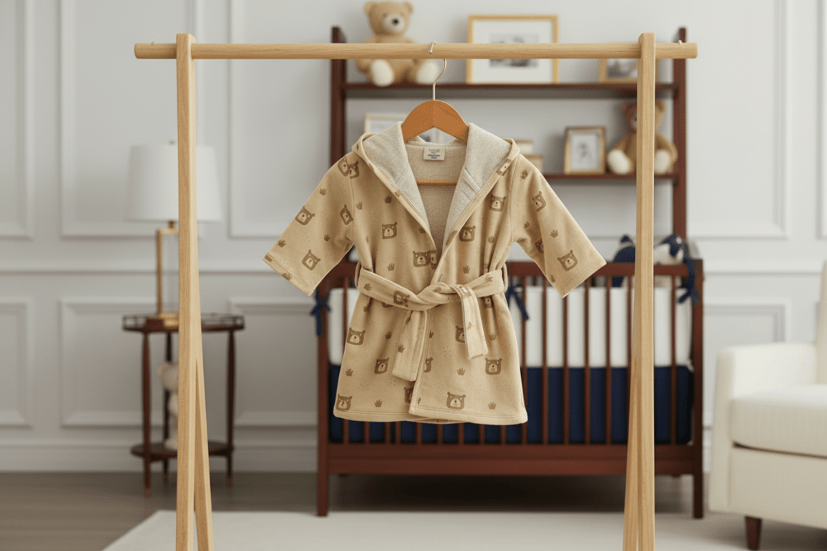 Organic Cotton Teddy Bear Bath Robe - Almond Brown | Viverano Organics | Bathrobes/Hooded Towels