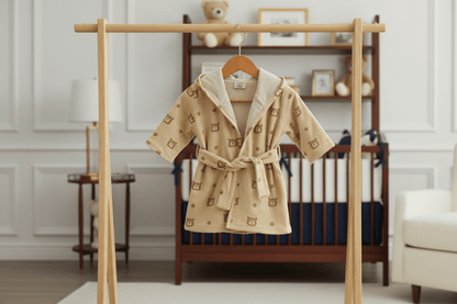 Organic Cotton Teddy Bear Bath Robe - Almond Brown | Viverano Organics | Bathrobes/Hooded Towels