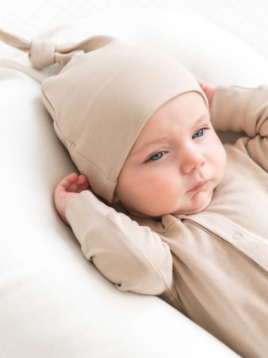 Organic Cotton Classic Knotted Baby Hat - Clay Beige | Colored Organics | Accessories