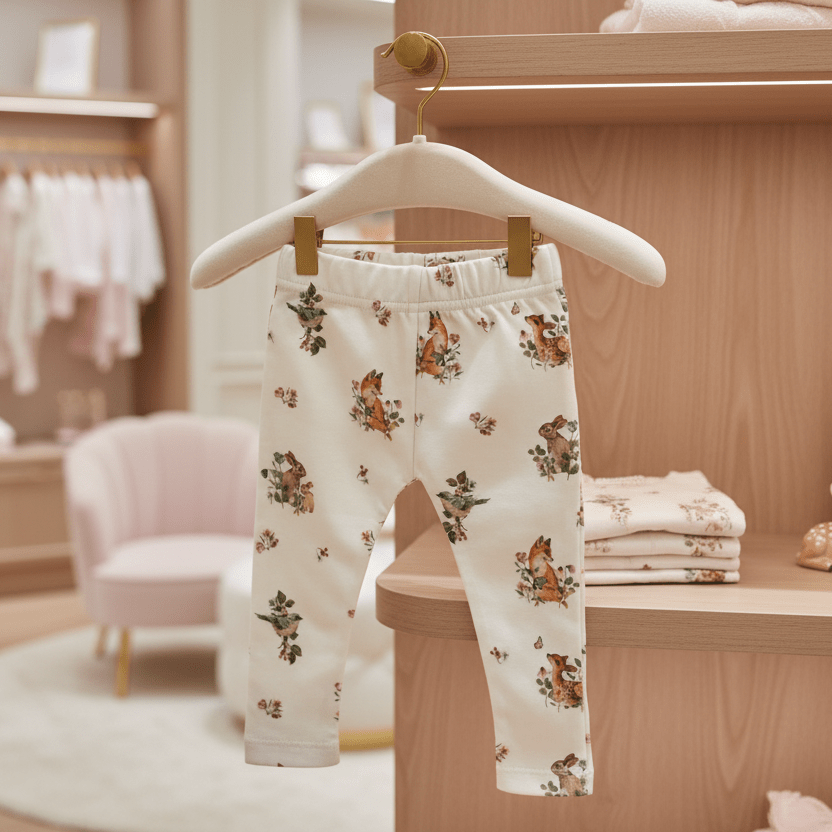 Organic Cotton Vintage Meadow Baby Legging - White | Blankee Baby